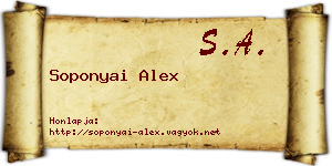 Soponyai Alex névjegykártya